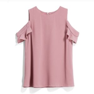 NWT Q&A Mauve cold shoulder ruffle blouse - 1X